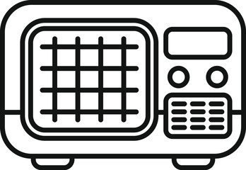 Poster - line drawing of a vintage radio receiver playing music with its antenna extended