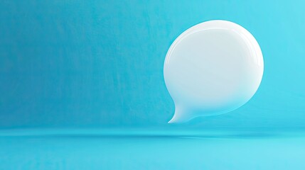 Aufkleber - Sleek 3D white speech bubble with a bright blue background, perfect for conveying messages, online discussions, or communication themes.
