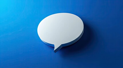 Aufkleber - Sleek 3D white speech bubble with a rich blue background, ideal for showcasing dialogue, messaging apps, or chat functionality in digital media.