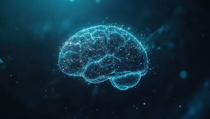Aufkleber - A glowing brain made of digital connections, floating in space and symbolizing the AI network's deep understanding and analysis capabilities Generative AI