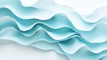 Aufkleber - Soft 3D blue waves overlapping each other on a white background, creating a serene and fluid visual for website and flyer designs.