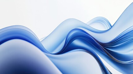 Aufkleber - Soft 3D blue waves overlapping each other on a white background, creating a serene and fluid visual for website and flyer designs.