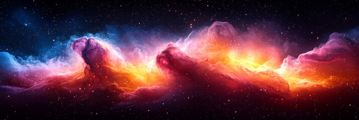 Wall Mural - A vibrant nebula swirls through space, showcasing a kaleidoscope of colors.