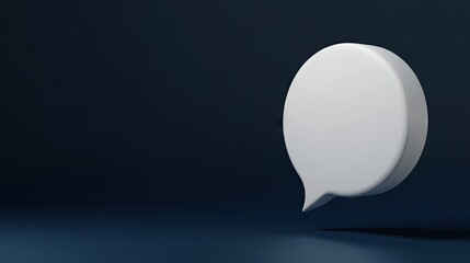 Fototapete - Stylized 3D white speech bubble with a deep blue background, creating a modern and clean visual for chat or messaging-related content.