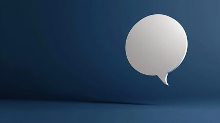 Fototapete - Stylized 3D white speech bubble with a deep blue background, creating a modern and clean visual for chat or messaging-related content.