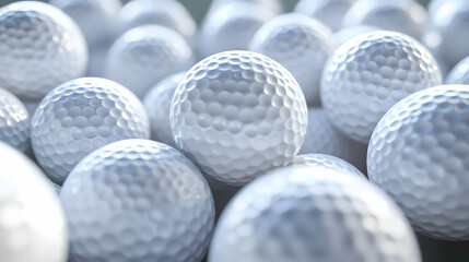 Wall Mural - Close-up of white golf balls in a pile, highlighting the dimpled texture.