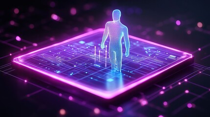 Poster - Futuristic AI-Driven Interface with Holographic Human Figure