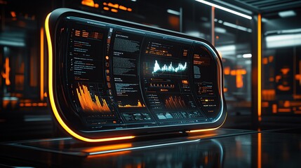 Poster - Futuristic Tablet With Sleek Curved Design and Advanced Interface