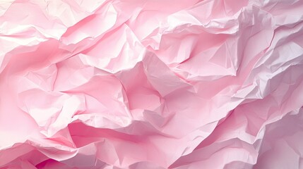 Fototapete - Textured 3D background with overlapping layers of pink crumpled paper, creating a soft yet edgy visual ideal for fashion and design.