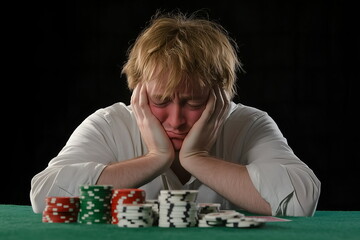 Canvas Print - A businessman risking everything on a single poker game