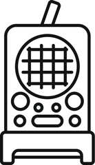 Poster - simple line drawing of a vintage radio receiver with an antenna on a white background