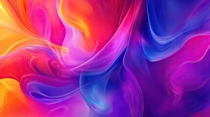 Poster - Vibrant, moving abstract background with colorful, flowing shapes creating a dynamic effect, ideal for design templates and creative projects.
