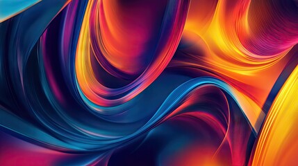 Poster - Vibrant, moving abstract background with colorful, flowing shapes creating a dynamic effect, ideal for design templates and creative projects.