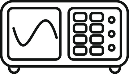 Sticker - Line drawing icon of an electronic device displaying a sinusoidal waveform on its screen, suggesting signal analysis or measurement