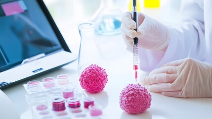 Wall Mural - scientist in a lab working on a cure for cancer.