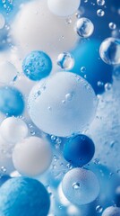 A blue and white image of many small bubbles