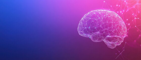 Aufkleber - Artificial Intelligence, machine learning, and deep learning background presentation design with a neural network brain on a purple and blue gradient background Generative AI