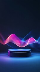 Wall Mural - A colorful wave is projected onto a black background