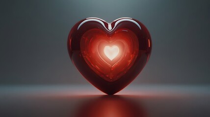 Abstract rendering of a red heart with sharp sleek, modern feel.