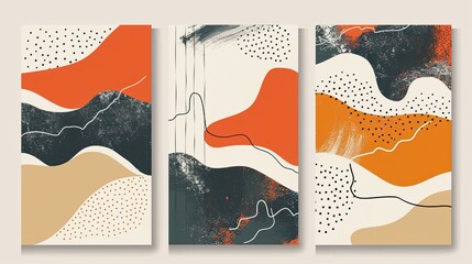 Leinwandbilder - Trendy set of abstract creative minimalist artistic hand drawn composition ideal for wall decoration, as postcard or brochure design, illustration