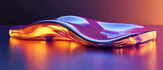 Wall Mural - A shiny, curved object with a purple and orange hue