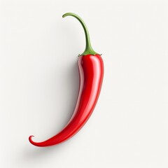 Red chili pepper, food element, hyper-realistic illustration, sharp red, isolated on white background