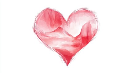 Canvas Print - a heart with mountains in the background