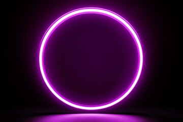 Poster - Visualize a bright purple neon circle glowing against a dark background, perfect for enhancing the energy of retro club gatherings and lively parties, creating an inviting atmosphere