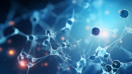 a blue abstract background features a dna molecule's structure, highlighting the connection between 