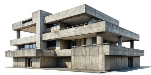 Wall Mural - Concrete Modernist Architectural Design, 3D Rendering, Minimalist Style, Concrete, Architecture, Modern Architecture