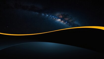 Abstract background of a night sky with a yellow line and the Milky Way galaxy.