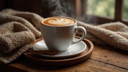 Wall Mural - cup of coffee on table