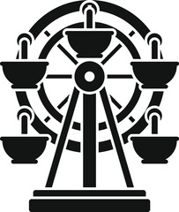 Sticker - Black and white vector illustration of a ferris wheel with cabins turning