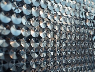 Poster - Symmetrical Aerial View of Intricately Patterned Silver Holographic Dresses with Bright Diffused Lighting