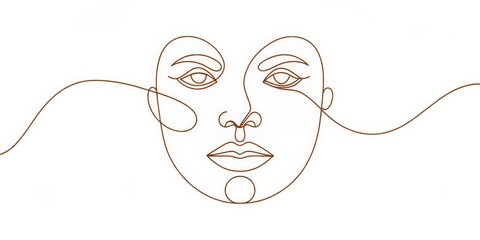 Single Line Abstract Face Art, Minimalist, Line Art, Portrait, Illustration