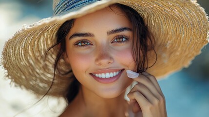 Sticker - Smiling Woman in a Straw Hat