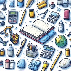 Poster - Colorful Hand Drawn School Supplies