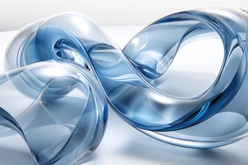 Wall Mural - A blue glass sculpture with a flowing design