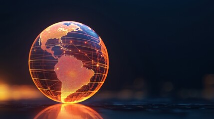 Poster - A glowing digital globe representing global connectivity and technology in a modern, abstract design.