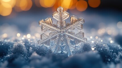 Wall Mural - A Single Snowflake, A Symbol of Winter's Beauty