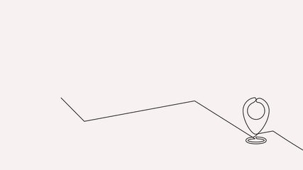 Poster - Continuous one line drawing of path with map location pointers. Map pin or navigation pointer that mark geolocation with single line route or way. 4K video animation with alpha channel.
