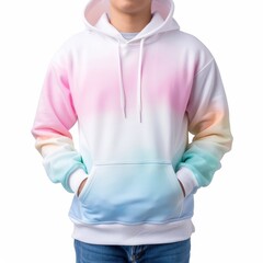 Wall Mural - Comfortable hoodie, apparel element, watercolor painting, soft fabric, isolated on white background