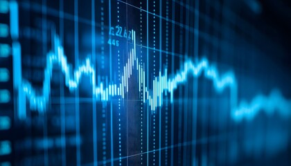 Blue Line Graph Displaying Financial Data on Screen