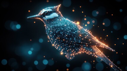 Poster - Digital Bird Art: A Mesmerizing Wireframe of a Bird