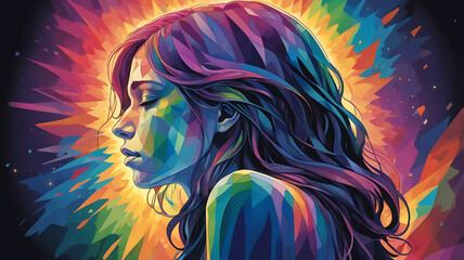 Colorful abstract women portrait