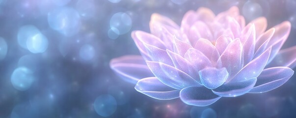 pink shiny translucent flower on dark blur bokeh background