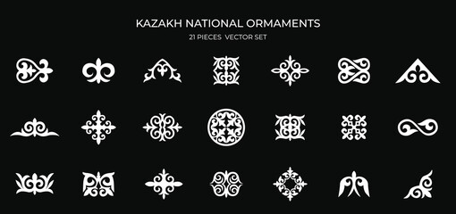 Kazakh national ornament. Vector modern isolated element set. Asian floral abstract element of the national pattern.