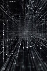 Fototapete - Abstract line art illustration of a technology grid concept
