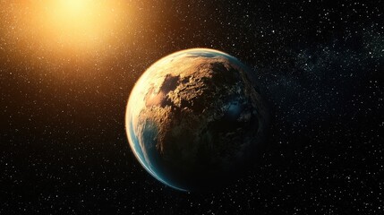 Aufkleber - Super earth planet in a distant space realistic exoplanet suitable for colonization and planets background rendered in 3D cartoon style