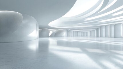 Abstract modern architectural background featuring a spacious empty interior 3D rendering